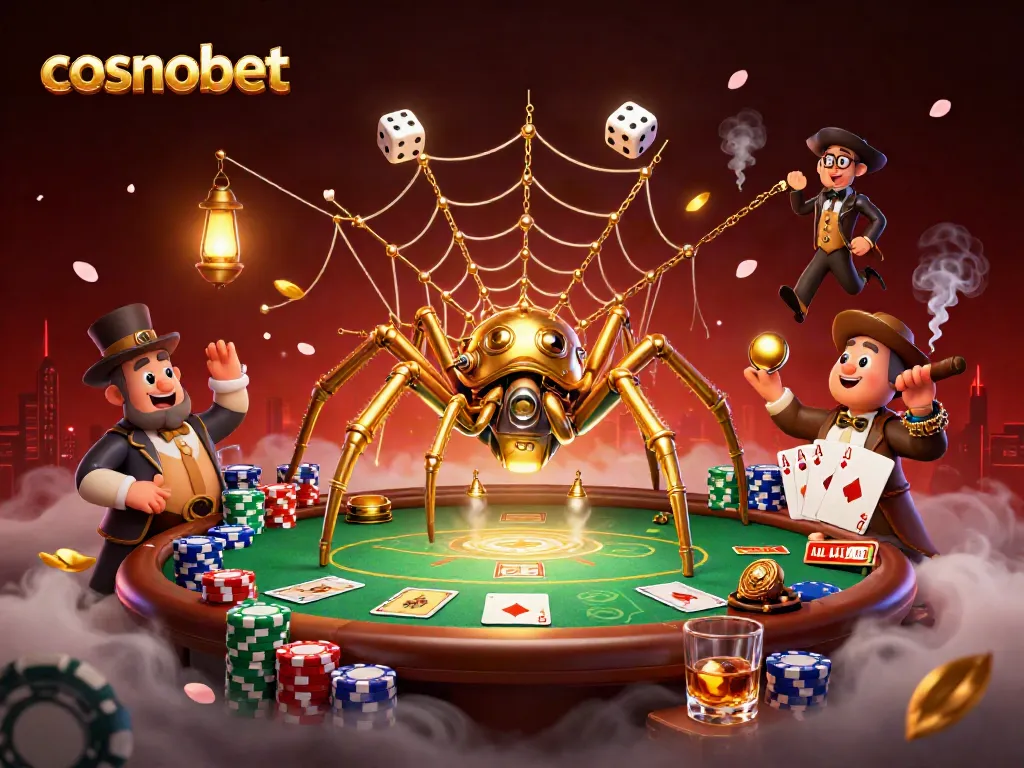 Catch the excitement of cosmobet with stunning visuals featuring steampunk characters and poker elements.