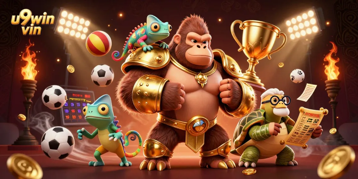 Experience thrilling bets with the u9win vin gorilla king amid sports ball action.