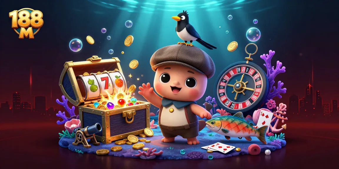 Engage in thrilling gameplay at 188 M as baby Nessie and friends explore a vibrant underwater casino.