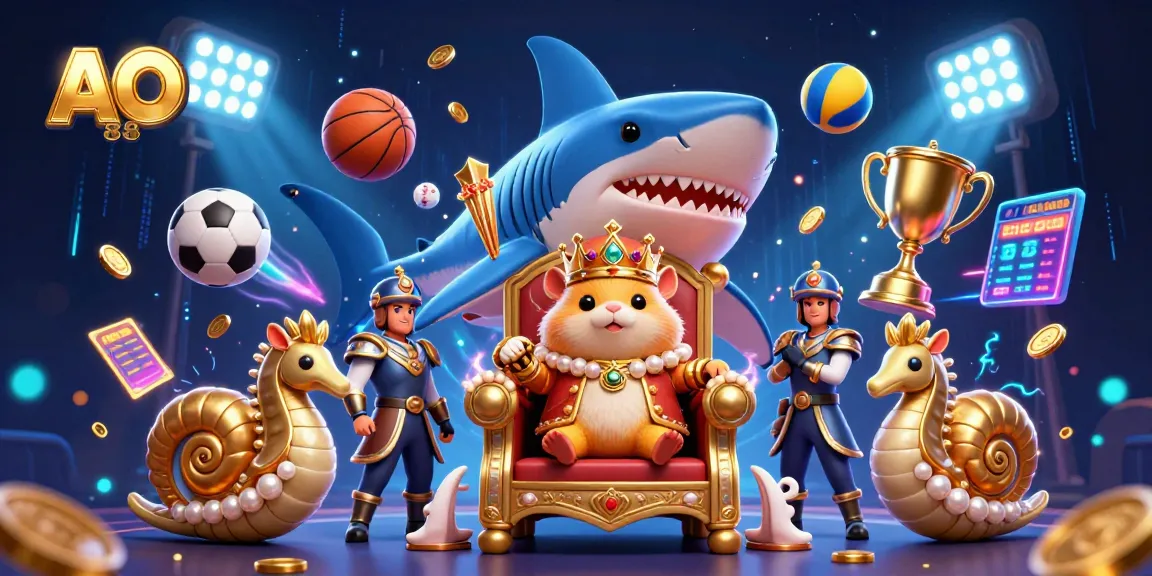 Engage with the exciting realm of AO 88 casino featuring a hamster king amidst dynamic casino elements and sports activities.