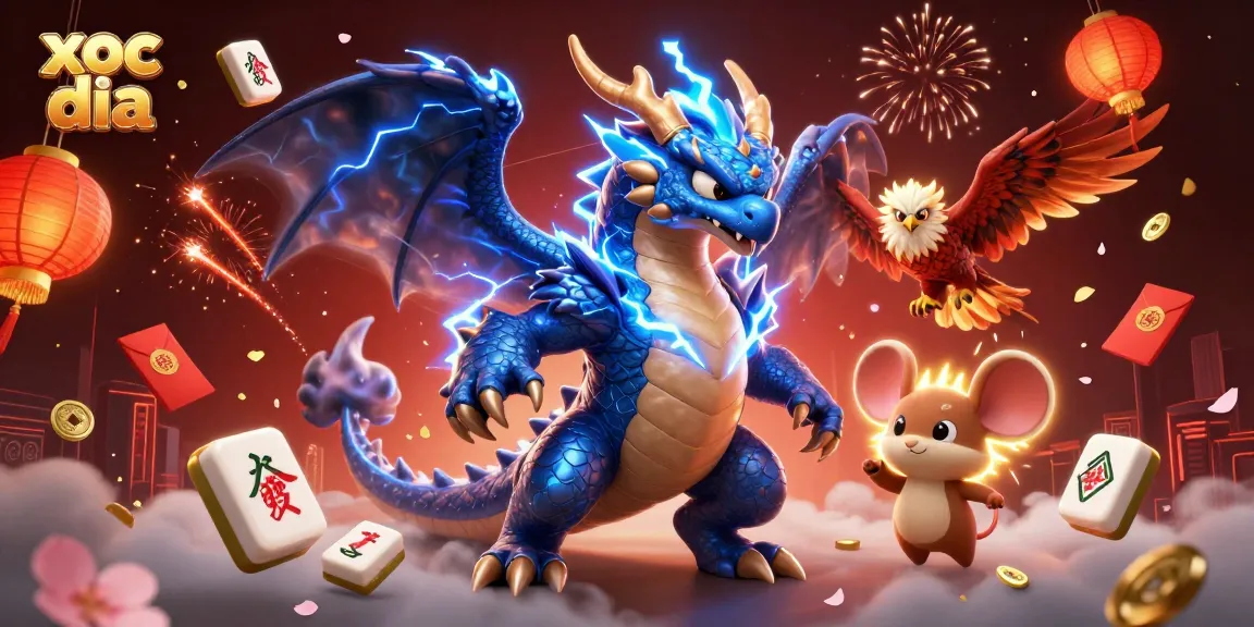 Xoc dia thrilling gaming scene with exciting characters and vibrant casino elements.
